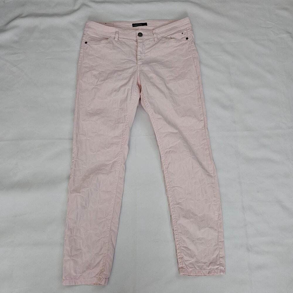 Marc Cain Light Pink Embossed Floral Pattern Slim Fit Pants Women's Size N5/US10 - Picture 3 of 16